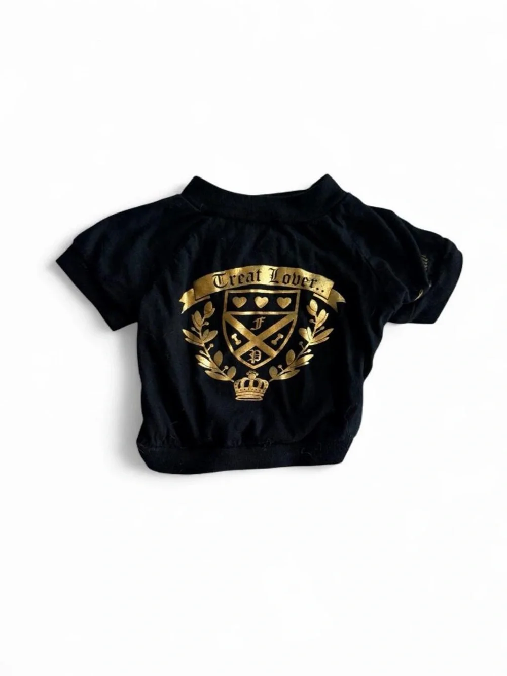 Treat Lover Black Gold Crest Dog Shirt Small